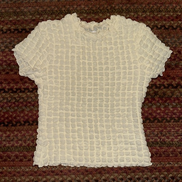 Topshop Tops - TOPSHOP RUCHED CREAM PUFFY TOP